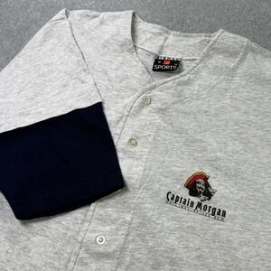 Vintage Captain‎ Morgan Rum Baseball Jersey Shirt Signal Sports Promo Barwear